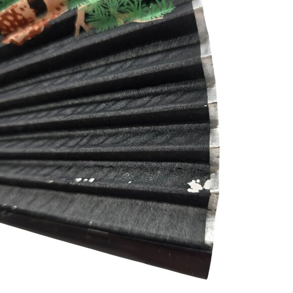 Handcrafted Oriental Folding Fan With Crane & Pine Tree Design je188 - Picture 5 of 13